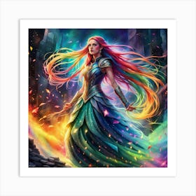 Rainbow - Haired Girl Art Print
