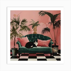 Cat On A Couch Art Print