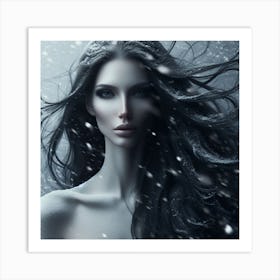 Girl In The Snow 4 Art Print