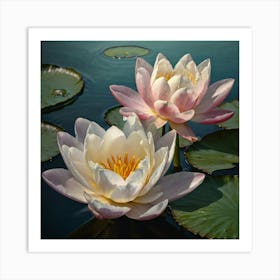 Feel the inner peace in every corner of your home with the Floating Water Lily painting. Acquire this unique piece of art now!" Art Print