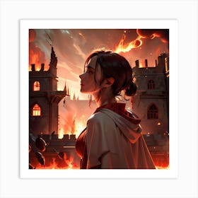 Girl Standing In Front Of A Castle all is lost Art Print