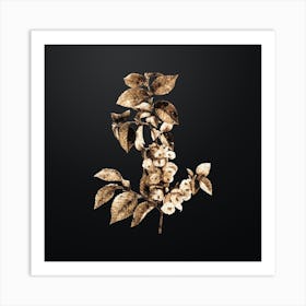 Gold Botanical Field Elm on Wrought Iron Black n.2657 Art Print