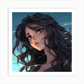 Anime Girl With Long Hair Art Print