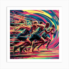 Olympic Runners Abstract Art Print Art Print