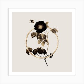 Gold Ring Vintage Rose Glitter Botanical Illustration Art Print