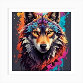 Colorful Wolf Art Print