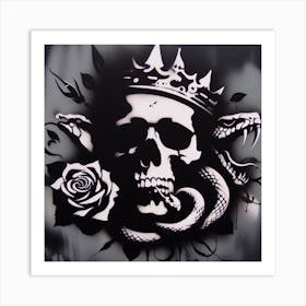 Skull And Roses 1 Art Print