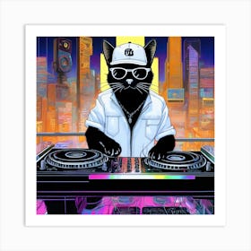 Dj Cat Art Print