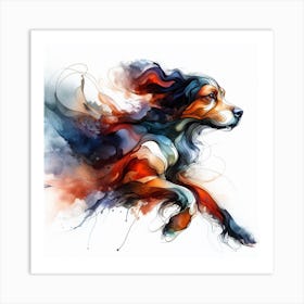 Experience The Beauty And Grace Of A Dog In Motion With This Dynamic Watercolour Art Print 2 Art Print