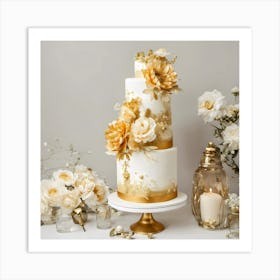 Gold Wedding Cake 1 Art Print