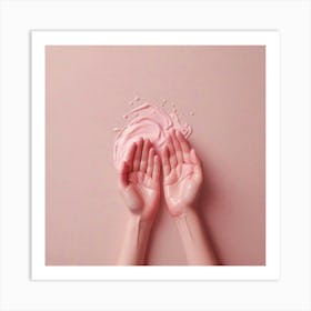 Pink Hand Cream On A Pink Background Art Print