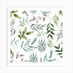 Watercolor Leaves Seamless Pattern Art Print