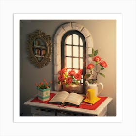 Book And Flowers Art Print