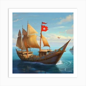 Pirate Ship In The Ocean 1 Art Print