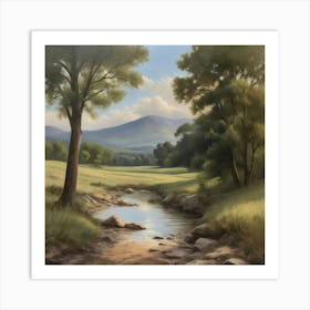 Stream In The Mountains Art Print Paintings 1 Art Print