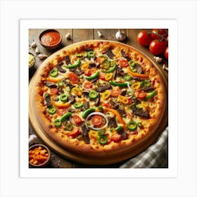 Pizza On A Wooden Table Art Print