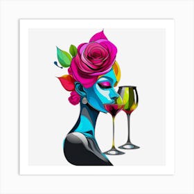 Woman Drinking Wine Art Print