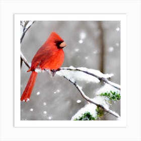 Cardinal In Snow Art Print