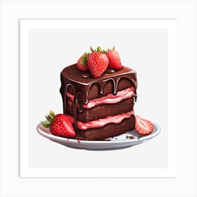 Chocolate Cake With Strawberries 8 Art Print