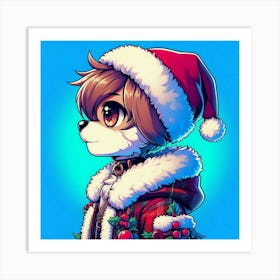 Santa Dog Art Print