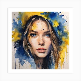 Watercolor Of A Girl Art Print