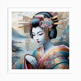 Geisha Creative Illustration Artwork 16 Art Print