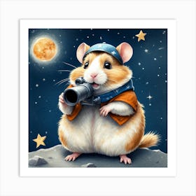 Hamster On The Moon Art Print