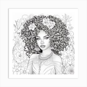 Afro Girl With Flowers 9 Art Print