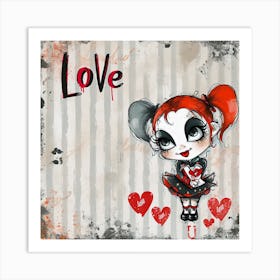 Valantines Day Baby Harley Quinn Art Print