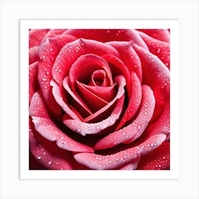 Pink Rose With Water Droplets Art Print