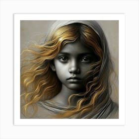 Girl With Long Hair 13 Art Print