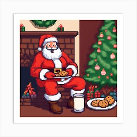 Pixel Santa Art Print