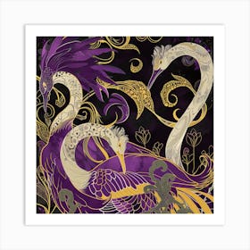 Purple Swans Art Print