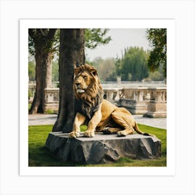 Lion Statue In The Park Art Print