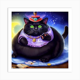 Black Cat With A Hat Art Print