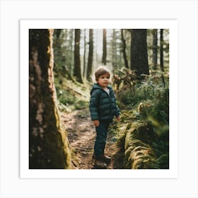 Little Boy In The Forest Art Print