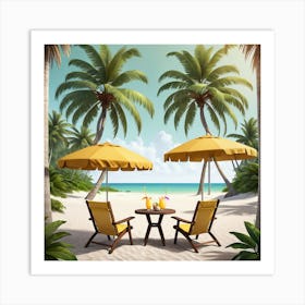 Beach Chairs On The Beach Art Print