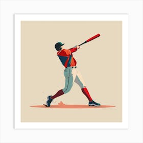 Baseball Player Swinging A Bat 1 Art Print