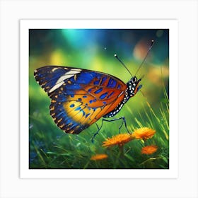 Butterfly In The Grass 1 Art Print