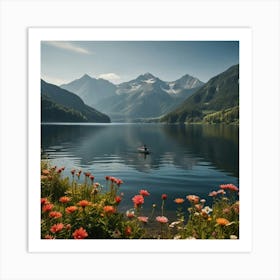 Flowers On The Lake Art Print