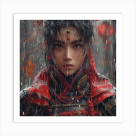 Chinese Girl In The Rain Art Print