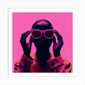 Woman In Pink Sunglasses Art Print
