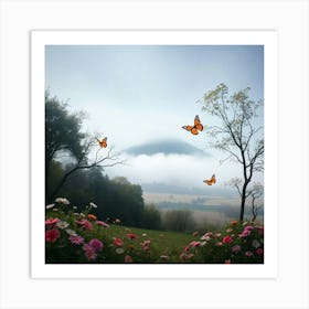 Butterflies In The Mist Art Print