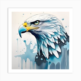 Hawk Watercolor Dripping Art Print