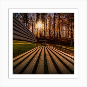 Sunset Park Bench Photo Art Print