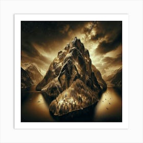 Mountain On A Lake Art Print