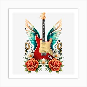 Guitar With Wings 2 Art Print