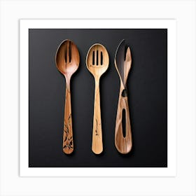 Spoon Fork Knife Utensil Dining Bamboo Ecofriendly Branding Reusable Sustainable Engravin (3) Art Print