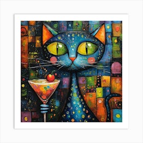 Cat With Martini 5 Art Print