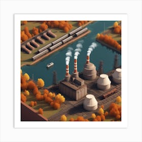 3d Rendering Of A Power Plant Art Print